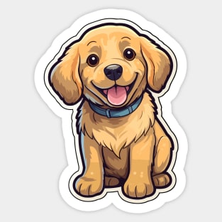 Cute Golden Retriever Cartoon Puppy Smiling Sticker